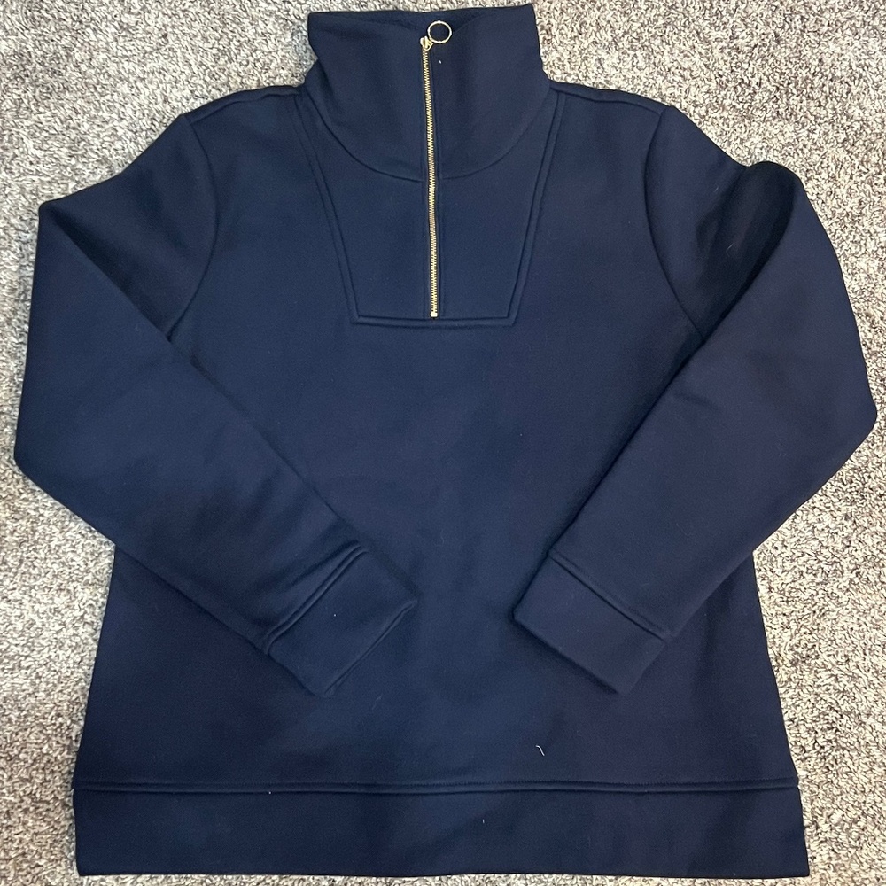 TALBOTS FLEECE HALF ZIPPER NAVY BLUE TOP
